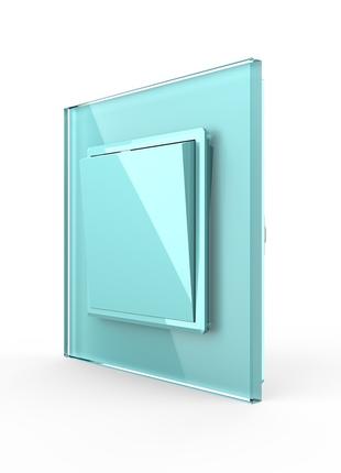 Одноклавишный проходной выключатель Livolo зеленый стекло (VL-...