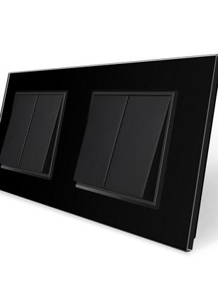 Комплект двухклавишных выключателей Livolo черный стекло (VL-C...