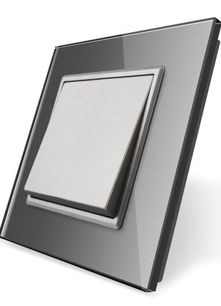 Одноклавишный выключатель Livolo серый стекло (VL-C7K1-15)