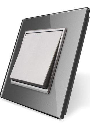 Одноклавишный проходной выключатель Livolo серый стекло (VL-C7...