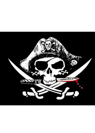Флаг пиратский 90x150см, флаг пиратов Веселый Роджер в треуголке