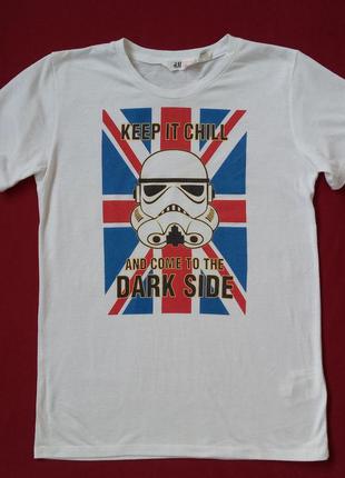 Оригинальная белая футболка h&m star wars с принтом и надписью...