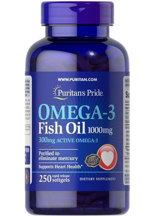 Жирні кислоти Puritan's Pride Omega 3 Fish Oil 1000 mg, 250 ка...