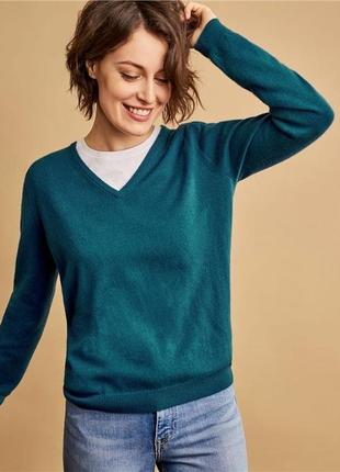 Зеленый натуральный кашемировый свитер вязаная шерстяная кофта...