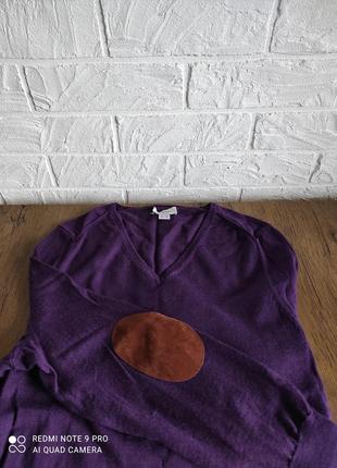 Cветр лонгслів пуловер peter hahn вовна 🐑, фіолетовий,44-50