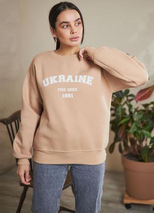Жіночий теплий бежевий світшот на флісі. модель 3560