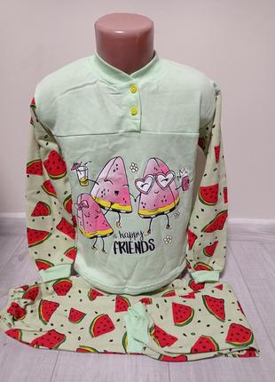 Детская зеленая утепленная пижама "Арбуз" для девочки Украина ...