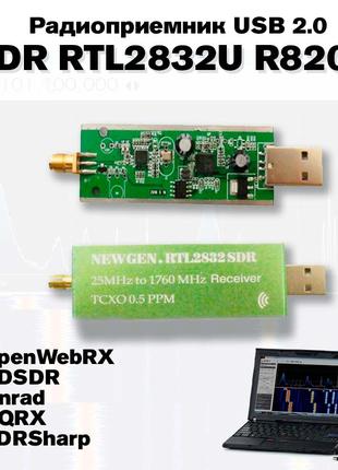 Радиоприемник SDR RTL2832U R820T USB 2.0 (100 KHZ - 1.7 GHz) S...