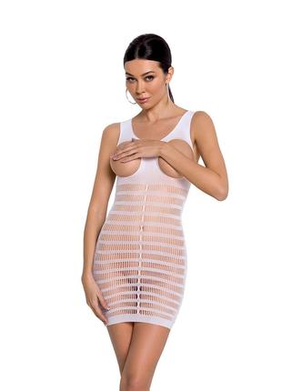 Бодистокинг-платье с открытой грудью Passion BS092 white 777Sh...