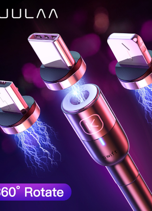 KUULAA магнитный кабель быстрой зарядки USB type-C 5V/2,4A LED 1м