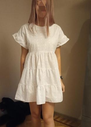 Шикарное белое платье из прошвы от boohoo англия
