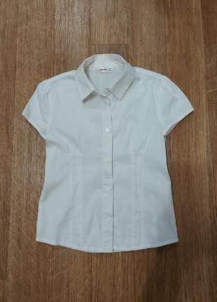Рубашка блузка белая базовая для девочки 6-8 лет