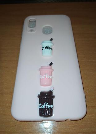 Чехол для Samsung Galaxy A40 розовый пастельный яркий кофе
