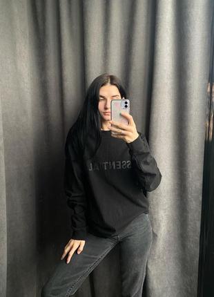 Essentials fear of god світшот жіночий чорний оверсайз з велик...