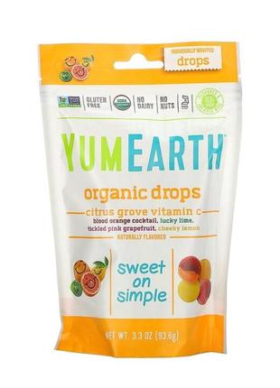 Yum earth органические леденцы с витамином с citrus grove, 93,5 г