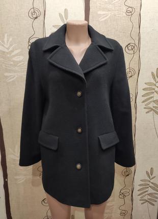 Marks & spencer черное шерстяное демисезонное пальто