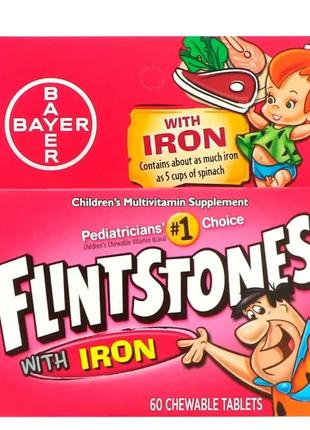 Flintstones,Дитячі мультивітаміни з залізом, фруктовий смак 60 шт