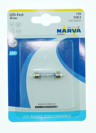 Светодиодная лампа Narva 18079-01B С5W 12V SV8.5 LED 0.6W 38mm