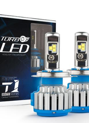 Комплект светодиодных ламп TurboLed T1 H4 6000K 50W 12/24v Can...