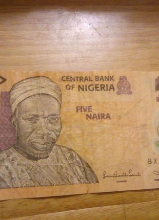 Купюра 5 Five Naira банк Нигерии бона, банкнота