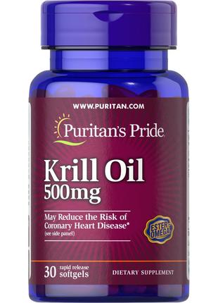 Жирные кислоты Puritan's Pride Krill Oil 500 mg, 30 капсул