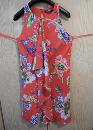 Платье ralph lauren светло-красное с цветочным принтом