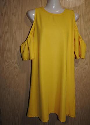 Zara trafaluc желтое платье размер m-l рукав 3/4 с открытыми п...