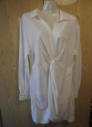 Платье h&m белый цвет размер 34 лен вискоза