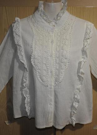 Mall белая блуза с оборками, рюшами блузка