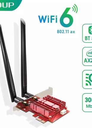 EDUP EP-9636GS PCI-E Сетевая карта 3000Mbps WiFi 6 + Bluetooth...