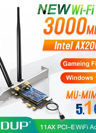 PCI-E Сетевая карта 3000Mbps WiFi 6 + Bluetooth 5.1 Intel AX20...