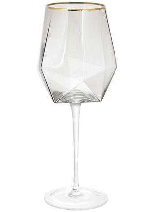 Набор (4шт.) стеклянных бокалов для красного вина с золотым ка...