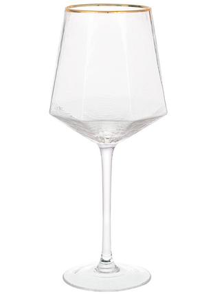 Набор (4шт.) стеклянных бокалов для красного вина с золотым ка...