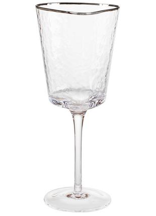 Набор (4шт.) стеклянных бокалов для красного вина с серебряным...