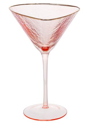 Набор (4шт.) бокалов для мартини с золотым кантом Diva Pink 190см