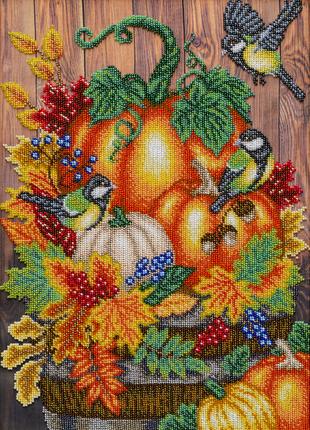 Набор для вышивки бисером "Золотая осень "фрукты, тыква, синиц...
