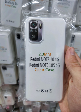 Чехол прозрачный плотный 2мм на Xiaomi Redmi Note 10 / Note 10s