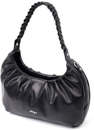 Качественная женская сумка багет KARYA 20838 кожаная Черный