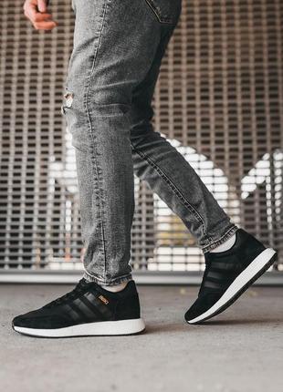 Замшевые кроссовки adidas iniki black white / замшеві кросівки