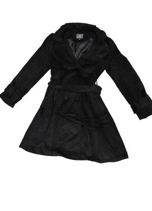 Чёрное пальто плащ длинный женское демисезонное