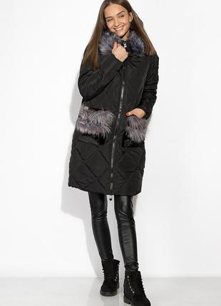 Женское пальто с мехом на синтепоне