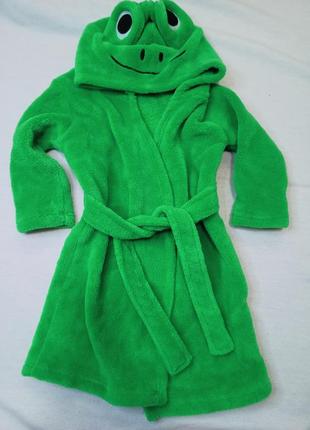 Халат жабки . зелений халат. на 6-12 м. банный халат. флисовый...