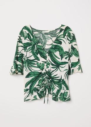 Блуза біло-зелена з принтом h&m