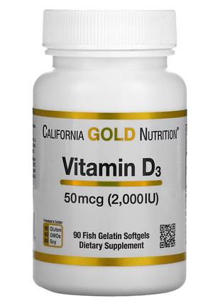 Витамин D3, 2000 МЕ, Vitamin D3, California Gold Nutrition, 90...