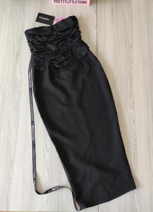 Чорна сукня-бандо зі збірками на грудях "plt"