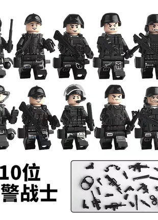 Фігурки чоловічки військові чорний спецназ поліція до лего