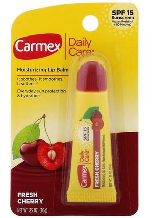 Carmex, daily care, зволожуючий бальзам для губ, свіжа вишня s...