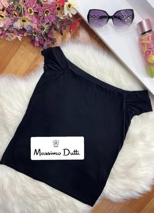 Massimo dutti чорний топ блуза футболка на плечі