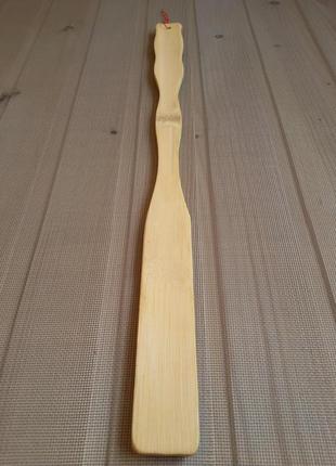 Довга дерев'яна лопатка (ріжок) для взуття з бамбука