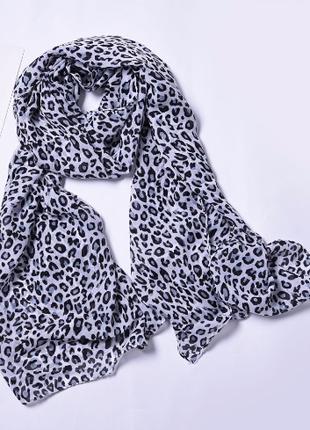 Шарф леопардовый черно-белый - размер шарфа 160*50см, шифон